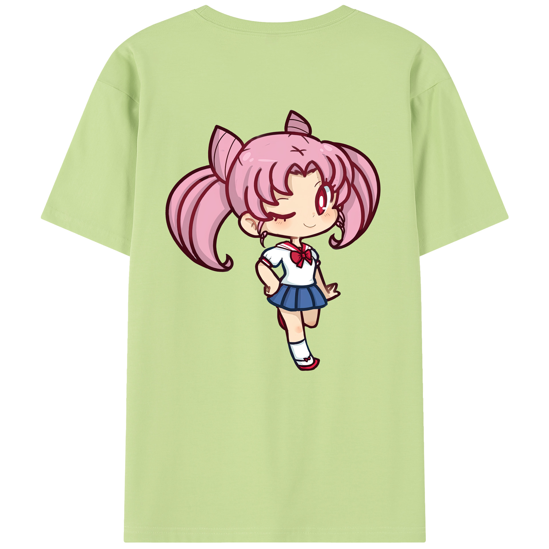 （画像用） 美少女戦士セーラームーン ちびうさ Sailor Moon Chibiusa Tsukino Usagi Small Lady Serenity 綿100％半袖Tシャツ（背面プリント）